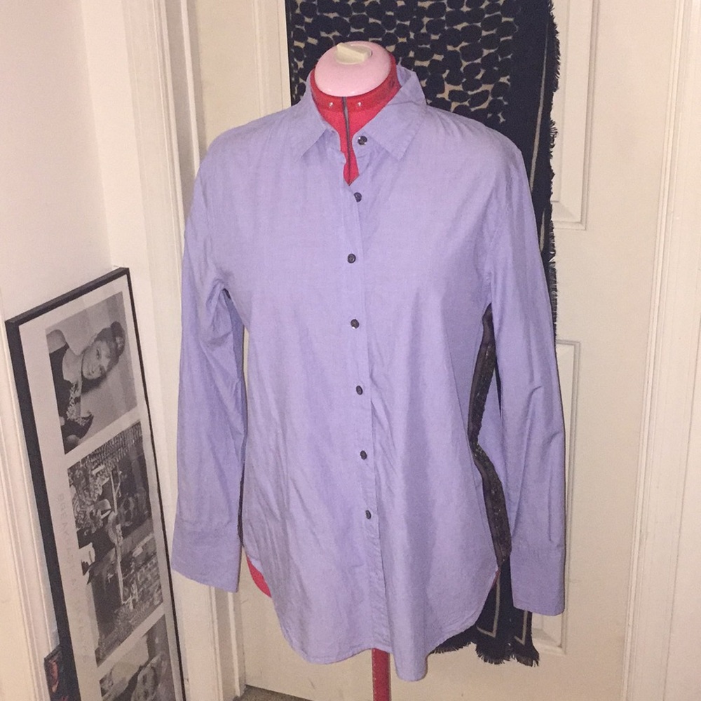 J. Crew Light blue tuxedo stripe sequins Button-Down Shirt